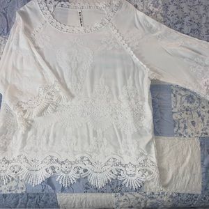 Leo & Nicole White Lace Shirt